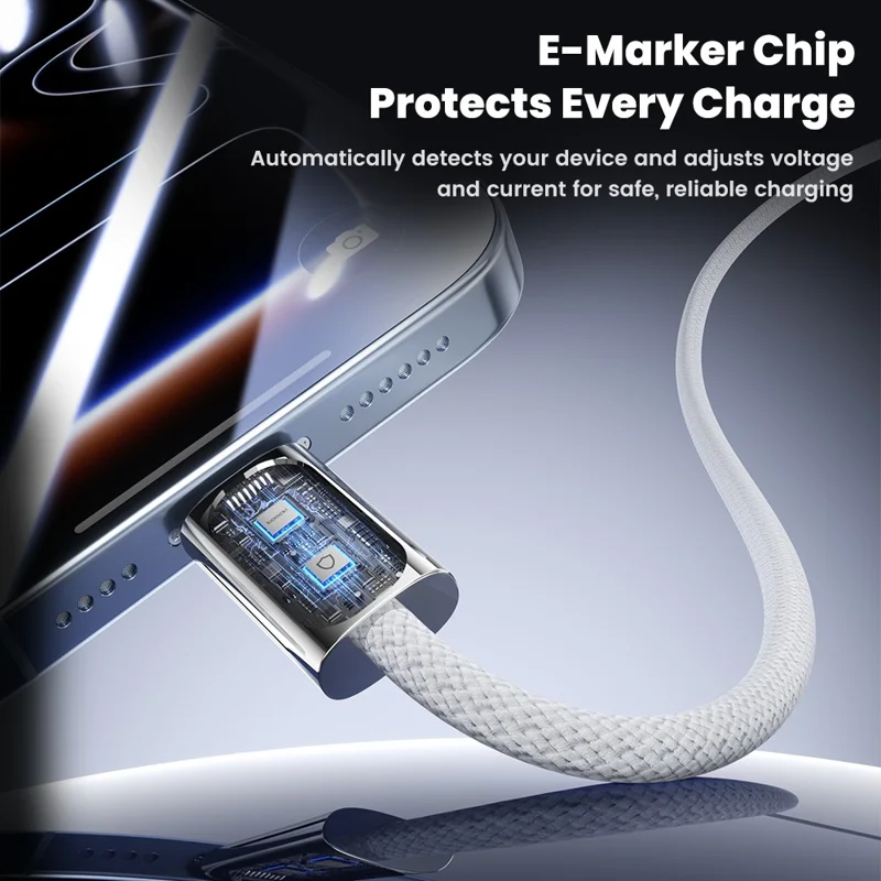 TOOCKI TX110C4 2m 240W Mini Zinc Alloy USB-C to USB-C Cable 480Mbps Data Transfer Cable with Smart Chip for Laptop Phone Tablet - White