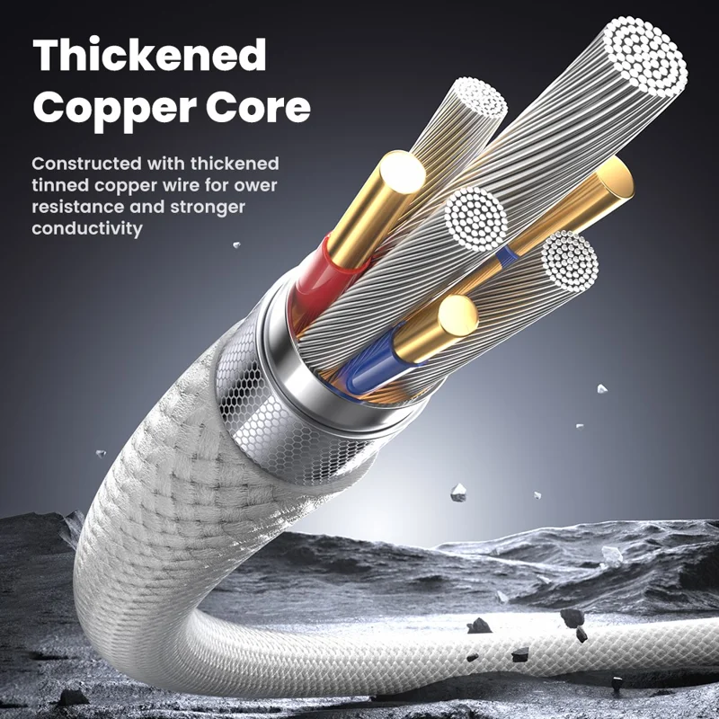 TOOCKI TX110C4 2m 240W Mini Zinc Alloy USB-C to USB-C Cable 480Mbps Data Transfer Cable with Smart Chip for Laptop Phone Tablet - White