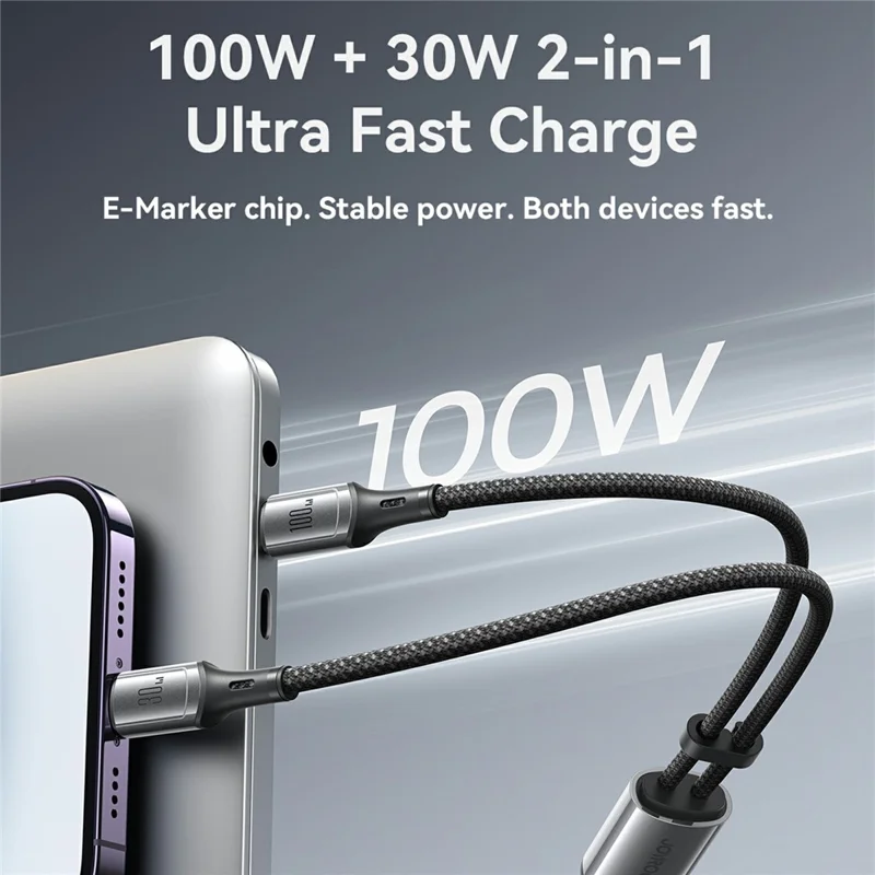 JOYROOM S-A57 1.5m 100W Fast Charging Cable Type-C to Type-C  /  iP Dual Port Data Sync Cord