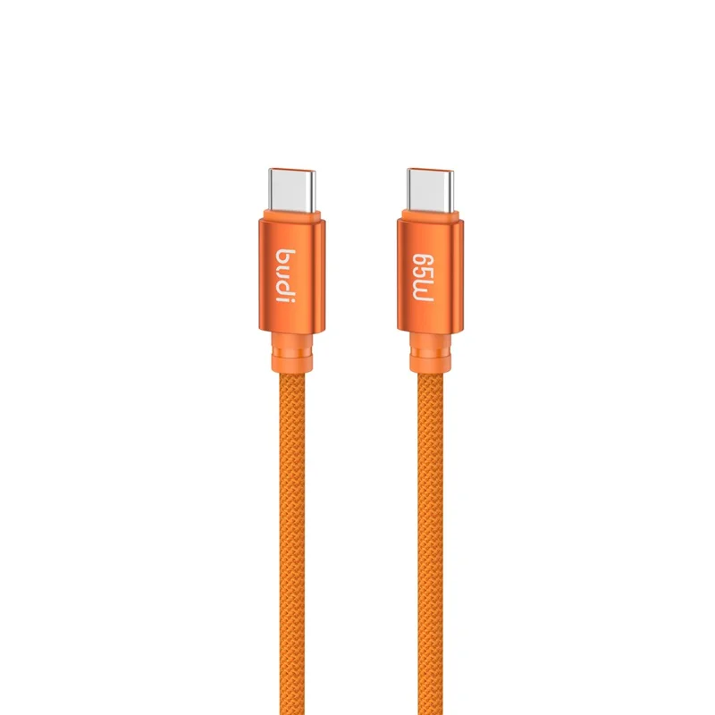 BUDI DC271TT15C Cavo di Ricarica Veloce 1.5m 65W da Type-C a Type-C, Cavo Dati Intrecciato in Nylon