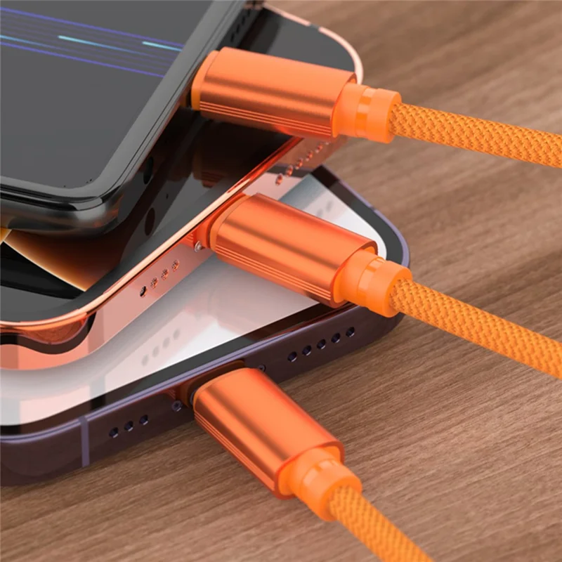 BUDI DC271T315C 1.5m USB-A to Type-C  /  iP  /  Micro 3 in 1 Nylon Braided Wire 3A Fast Charging Data Cable