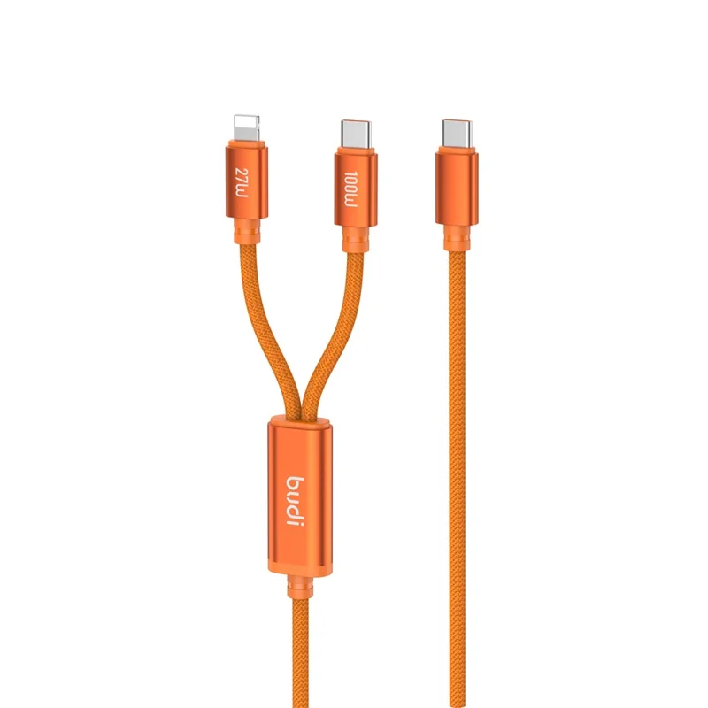 BUDI DC271TTL15C 1.5m USB-C to USB-C /  iP  Nylon Braided Data Cord 100W Fast Charging Cable