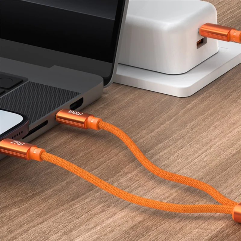 BUDI DC271TTL15C 1.5m USB-C to USB-C /  iP  Nylon Braided Data Cord 100W Fast Charging Cable