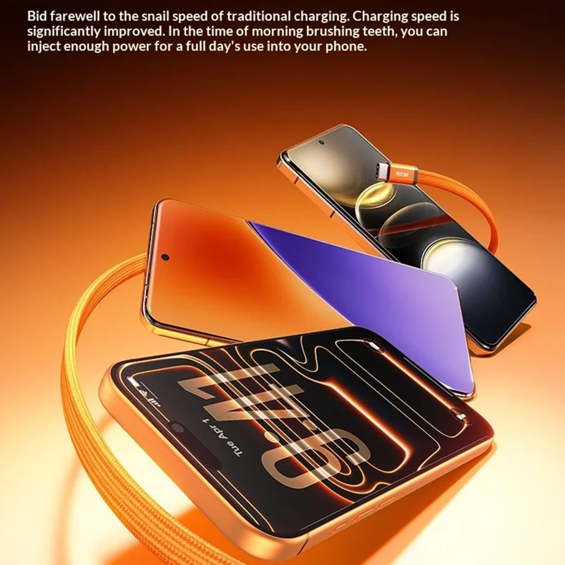 WEKOME WDC-C20 Cavo di Ricarica Veloce Magnetico Ultra Sottile 1 m 65 W da Type-C a Type-C, Cavo per il Trasferimento Dati Intrecciato 480 Mbps - Arancione