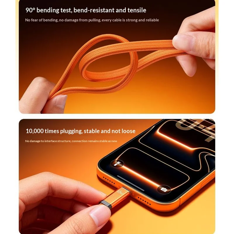 WEKOME WDC-C20 Cavo di Ricarica Veloce Magnetico Ultra Sottile 1 m 65 W da Type-C a Type-C, Cavo per il Trasferimento Dati Intrecciato 480 Mbps - Arancione