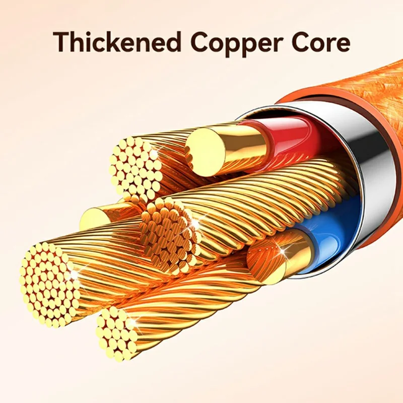 USAMS SJ772 U92 1.2m Type-C Cable 18W Fast Charging USB-A to USB-C Data Transfer Cord with LED Light - Orange