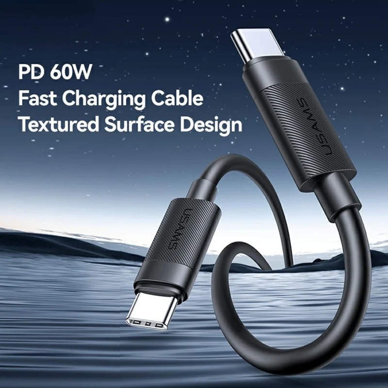 USAMS SJ780 U94 1m PD 60W Fast Charging Cable Type-C to Type-C Data Transfer Cord for Smartphone / Laptop / Tablet