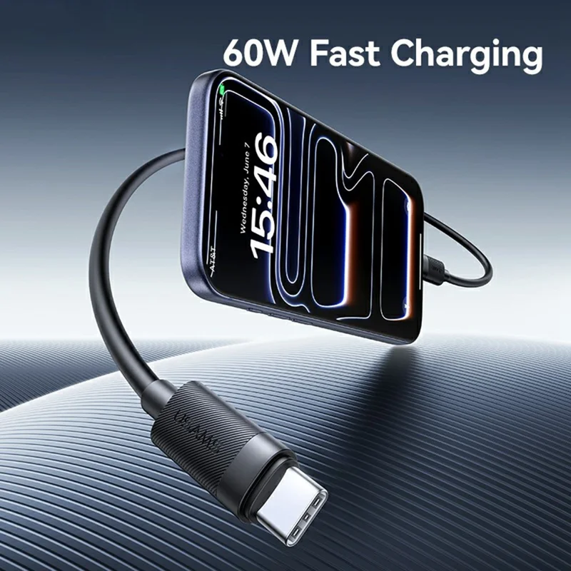 USAMS SJ780 U94 1m PD 60W Fast Charging Cable Type-C to Type-C Data Transfer Cord for Smartphone / Laptop / Tablet