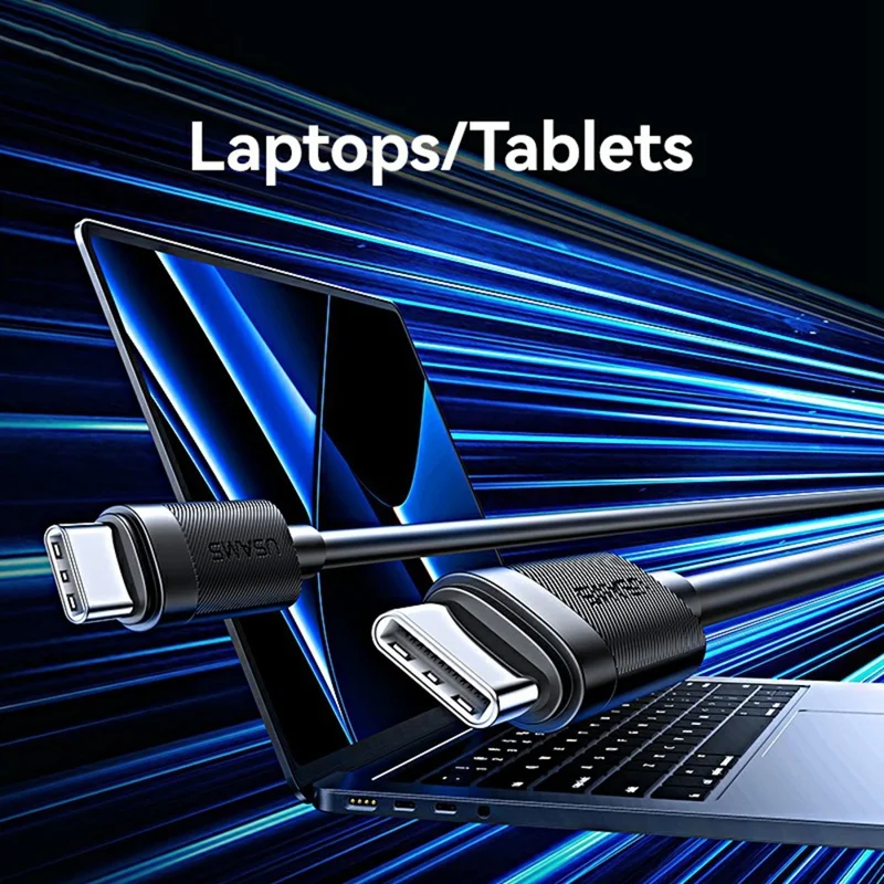 USAMS SJ780 U94 1m PD 60W Fast Charging Cable Type-C to Type-C Data Transfer Cord for Smartphone / Laptop / Tablet