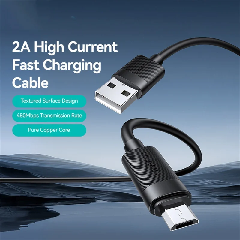USAMS SJ779 U94 1m USB-A to Micro USB 2A 18W Fast Charging Cable Data Sync Cord for Android Phones