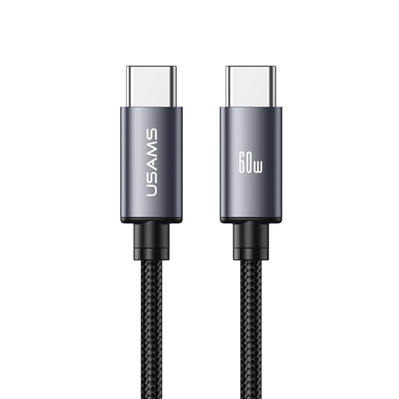 USAMS SJ769 U91 60W Aluminum Alloy Fast Charging Cable 1m USB-C to USB-C Data Cable