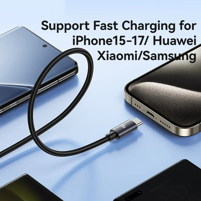 USAMS SJ769 U91 60W Aluminum Alloy Fast Charging Cable 1m USB-C to USB-C Data Cable