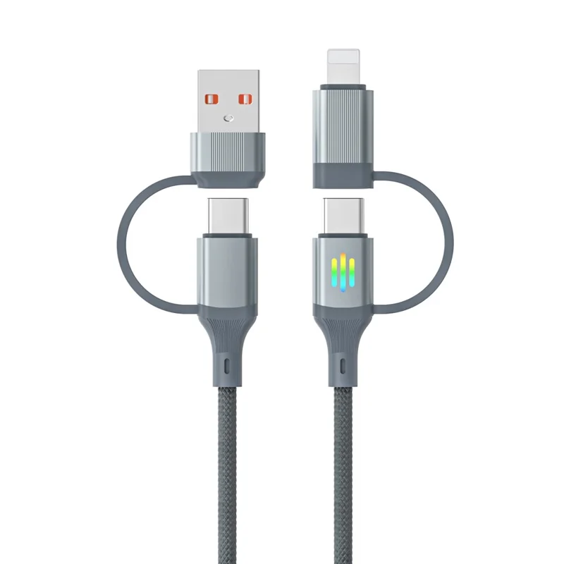 AMORUS 1.2m 4 in 1 USB  /  Type-C to iP  /  Type-C Cable PD 60W Fast Charging Braided Cord
