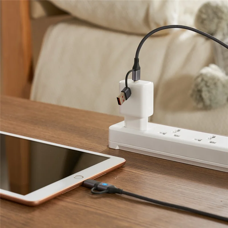 AMORUS 1.2m 4 in 1 USB  /  Type-C to iP  /  Type-C Cable PD 60W Fast Charging Braided Cord