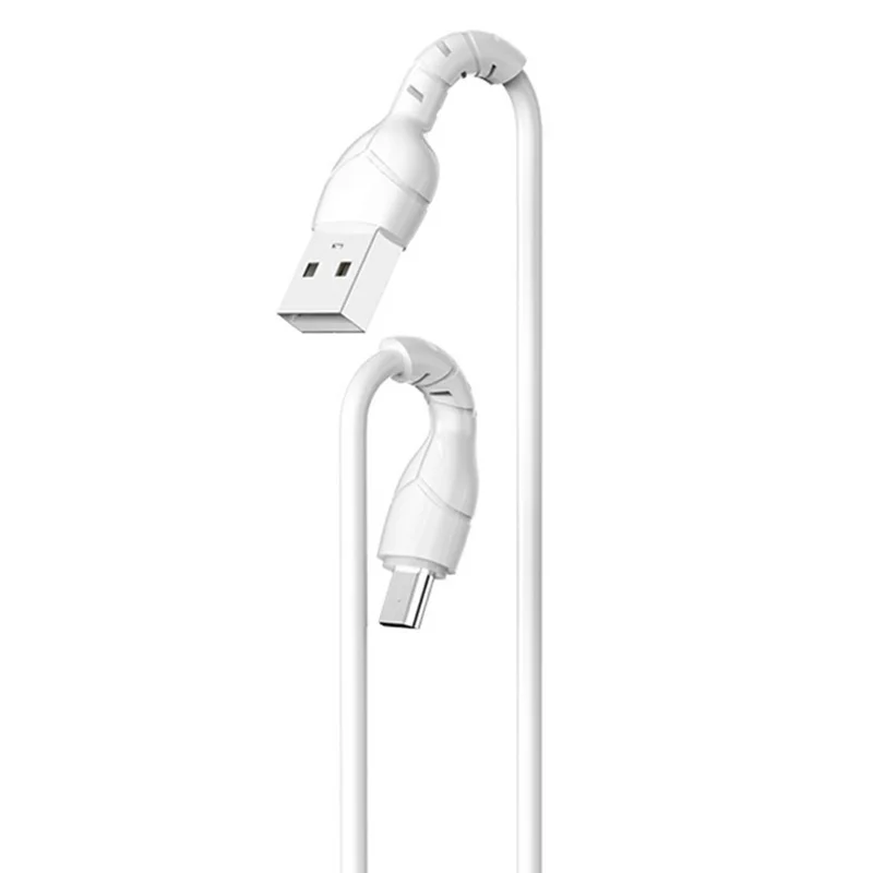 DEVIA EC205 Kintone Series 1m USB-A to Micro USB Charging Cable PVC Data Transfer Cord - White