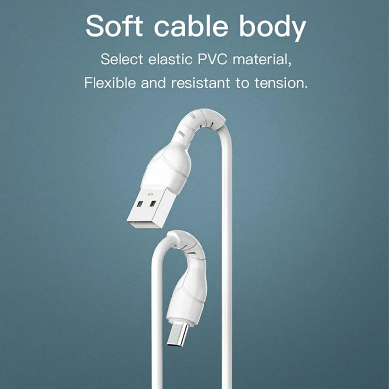 DEVIA EC205 Kintone Series 1m USB-A to Micro USB Charging Cable PVC Data Transfer Cord - White