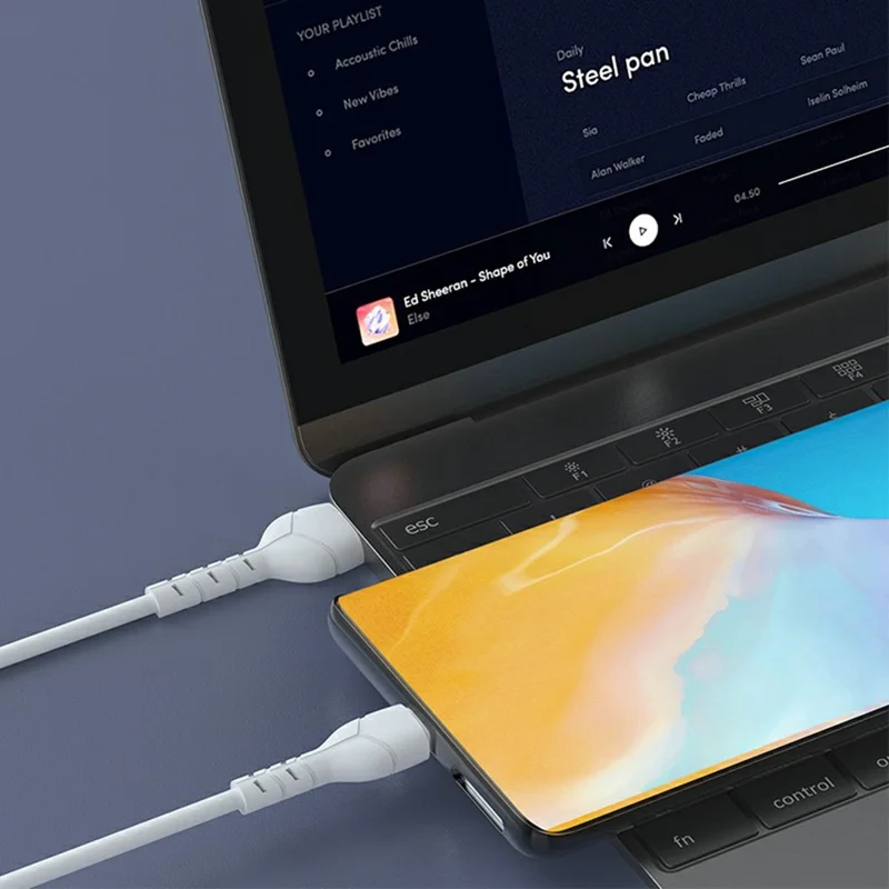 DEVIA EC205 Kintone Series 1m USB-A to Micro USB Charging Cable PVC Data Transfer Cord - White