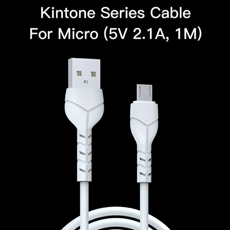 DEVIA EC205 Kintone Series 1m USB-A to Micro USB Charging Cable PVC Data Transfer Cord - White