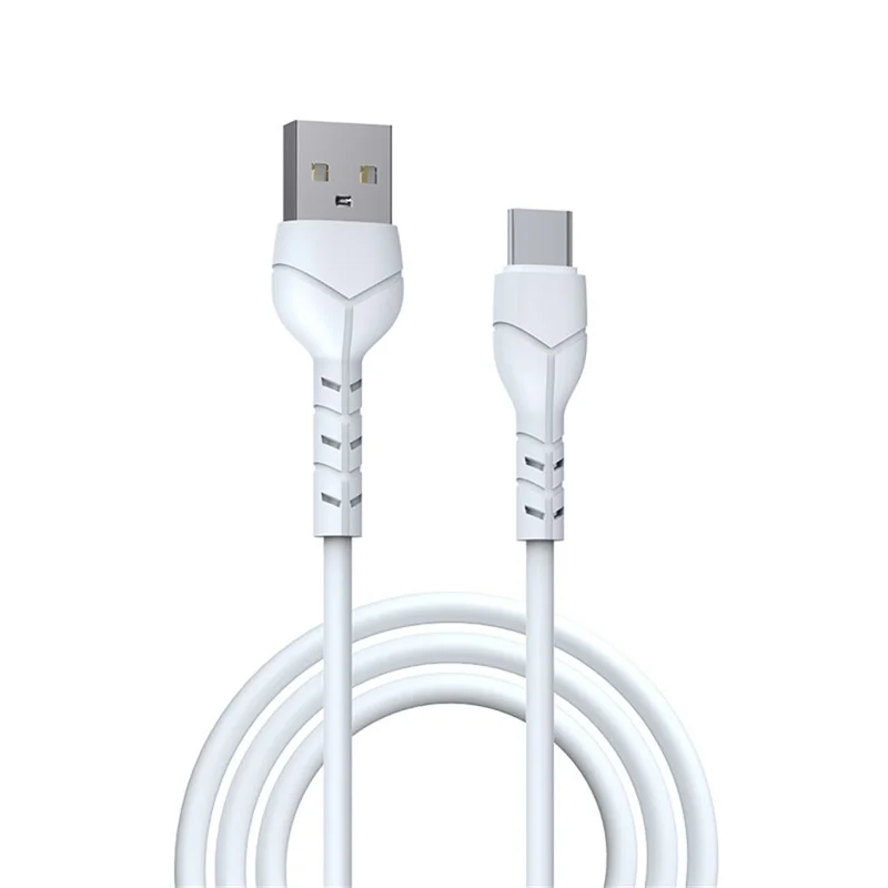 DEVIA EC305 Kintone Series 1m USB-A to Type-C Charging Cable PVC Data Transfer Cord - White