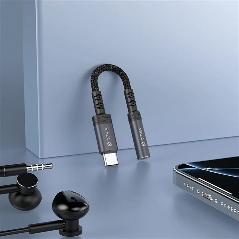 DEVIA Ipure Series Type-C to 3.5mm Audio Adapter DAC Chip Wired Connection for Phone  /  Tablet  /  Laptop - Black