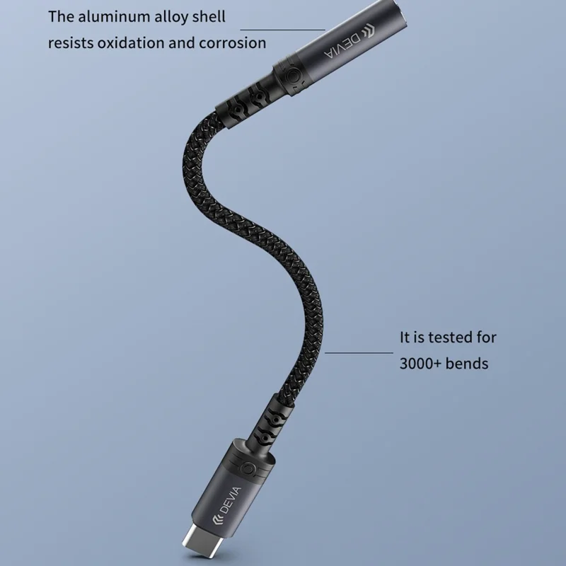 DEVIA Ipure Series Type-C to 3.5mm Audio Adapter DAC Chip Wired Connection for Phone  /  Tablet  /  Laptop - Black