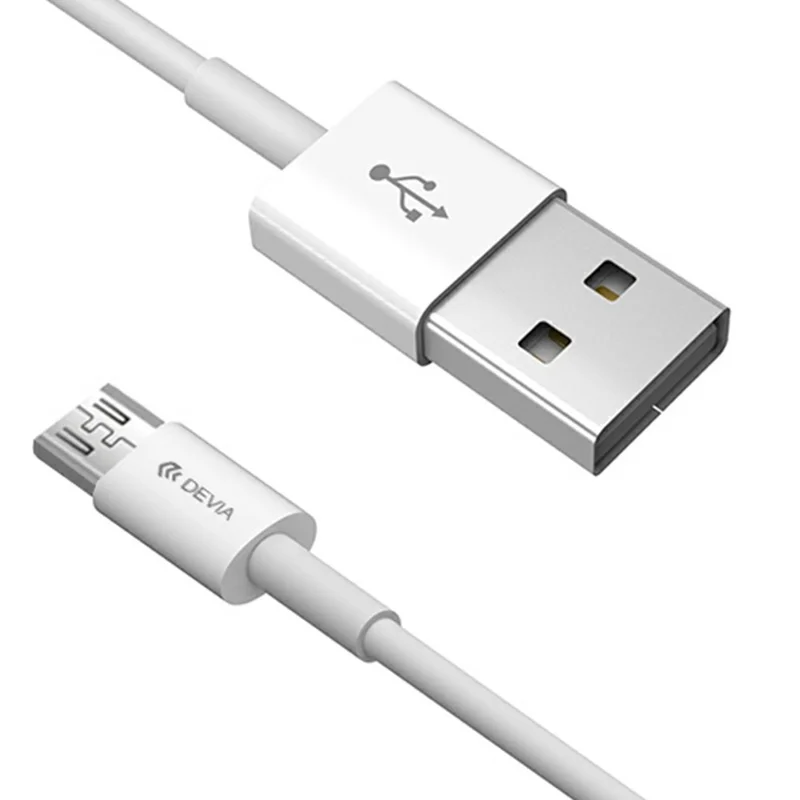 DEVIA 2.1A 1M Smart Cable Micro USB Charging Cable Fast Data Transfer Android Cable - White
