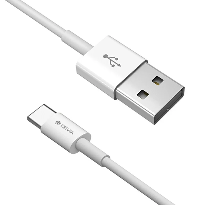 DEVIA 2A 1M Smart Cable USB Type-C Charging Cable Fast Data Transfer Cable - White