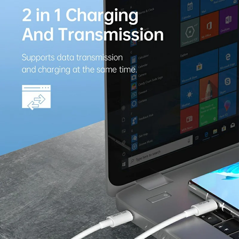 DEVIA EC317 Smart Series 1.5m Type-C to Type-C PD 100W Fast Charging Cable TPE Data Cord - White