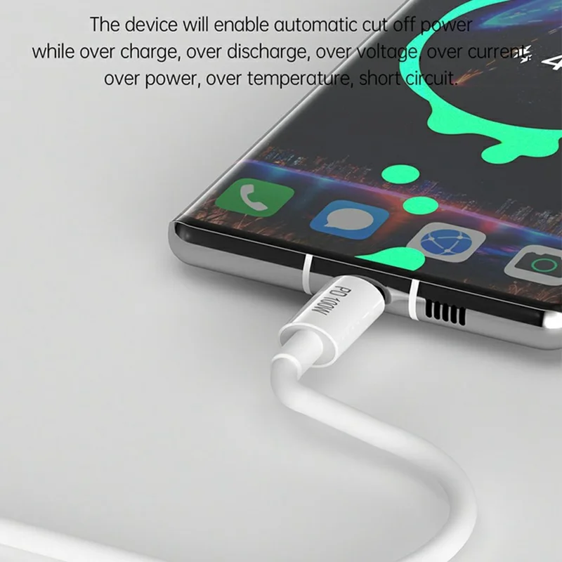 DEVIA EC317 Smart Series 1.5m Type-C to Type-C PD 100W Fast Charging Cable TPE Data Cord - White