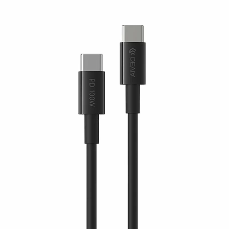 DEVIA EC317 Smart Series 1.5m Type-C to Type-C PD 100W Fast Charging Cable TPE Data Cord - Black