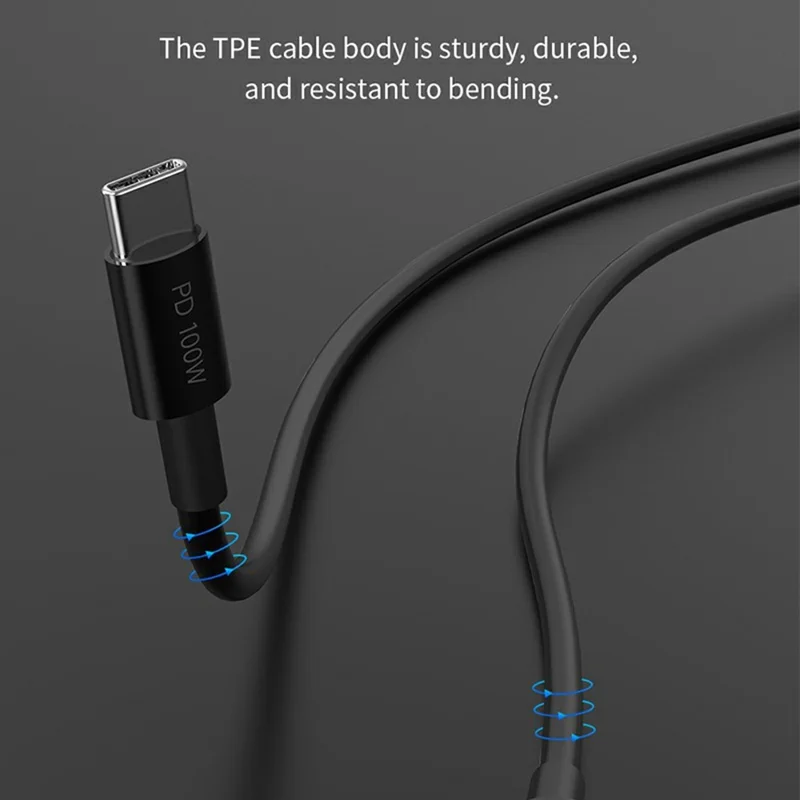 DEVIA EC317 Smart Series 1.5m Type-C to Type-C PD 100W Fast Charging Cable TPE Data Cord - Black