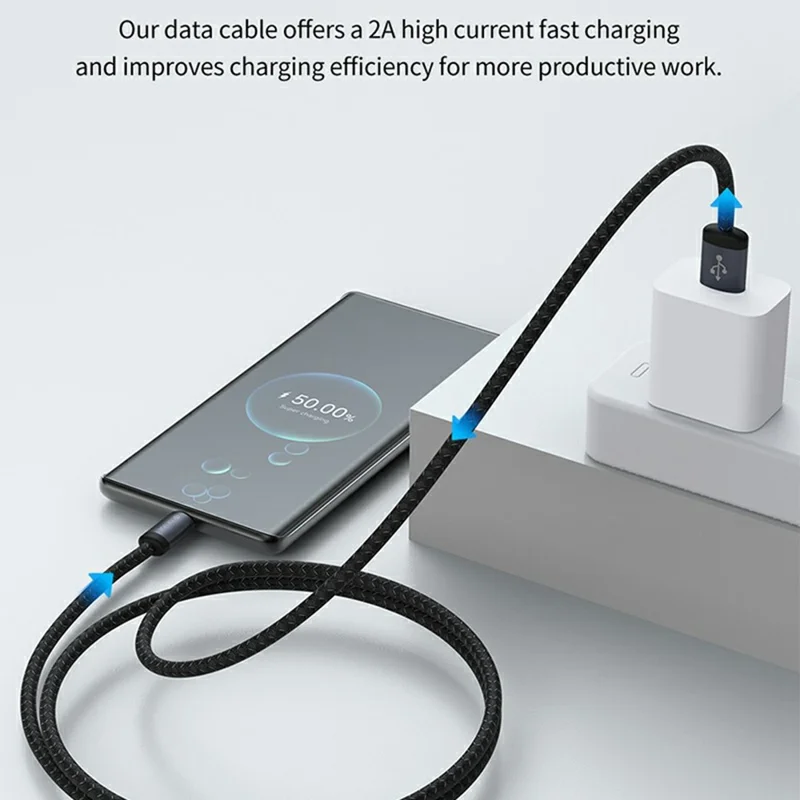 DEVIA EC649 Gracious Series 1m USB-A to Type-C Cable 2A Fast Charging Nylon Braided 480Mbps Data Cord - Black