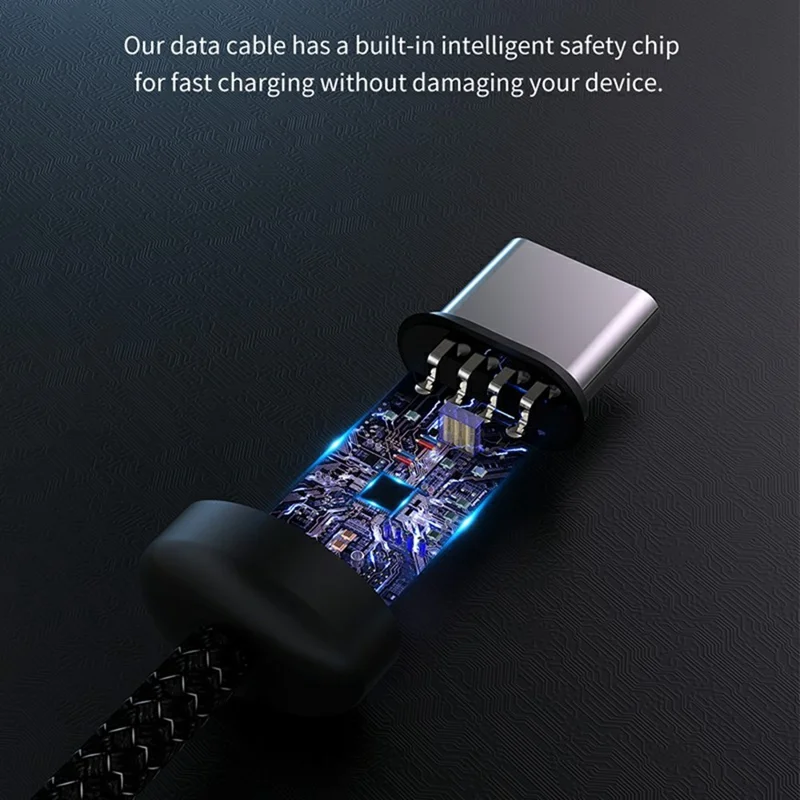 DEVIA EC649 Gracious Series 1m USB-A to Type-C Cable 2A Fast Charging Nylon Braided 480Mbps Data Cord - Black