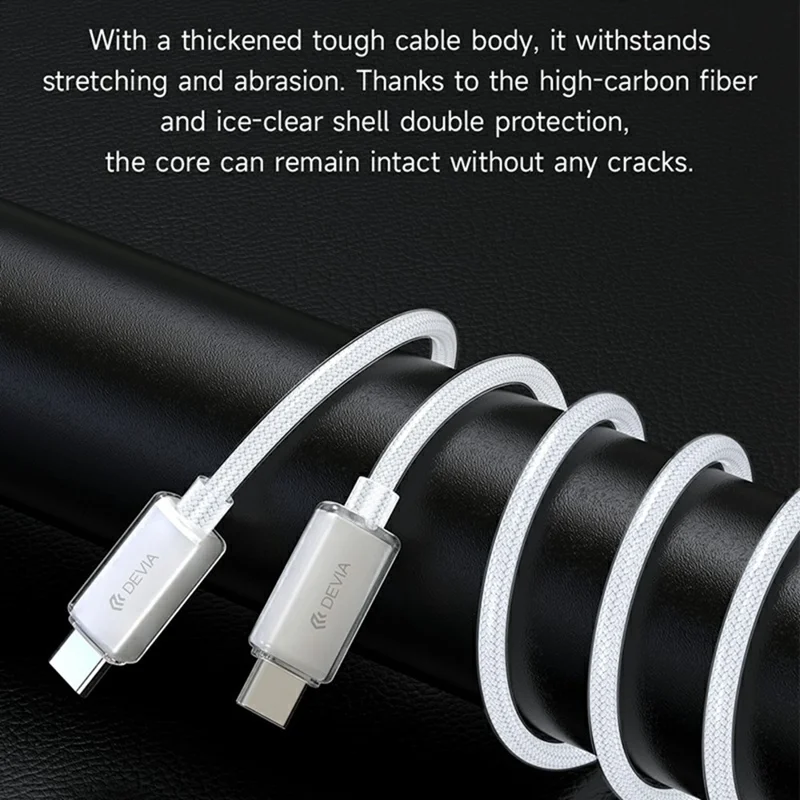 DEVIA EC688 Extreme Speed Series 1.5m Type-C to Type-C Data Cable PD 60W Fast Charging Cord - White