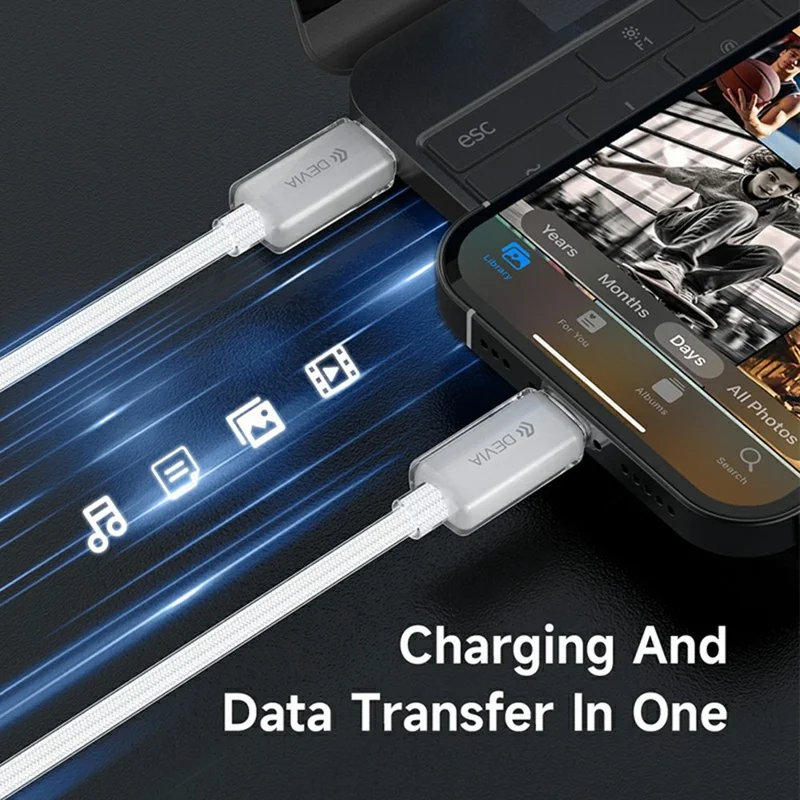 DEVIA EC688 Extreme Speed Series 1.5m Type-C to Type-C Data Cable PD 60W Fast Charging Cord - White