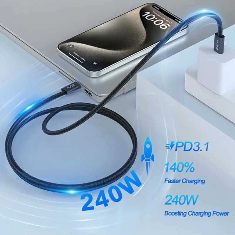 DEVIA EC652 Extreme Speed Series 2m Type-C to Type-C Cable 240W PD Fast Charging Data Cord - Black