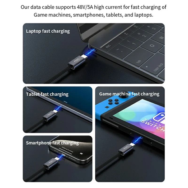 DEVIA EC652 Extreme Speed Series 2m Type-C to Type-C Cable 240W PD Fast Charging Data Cord - Black