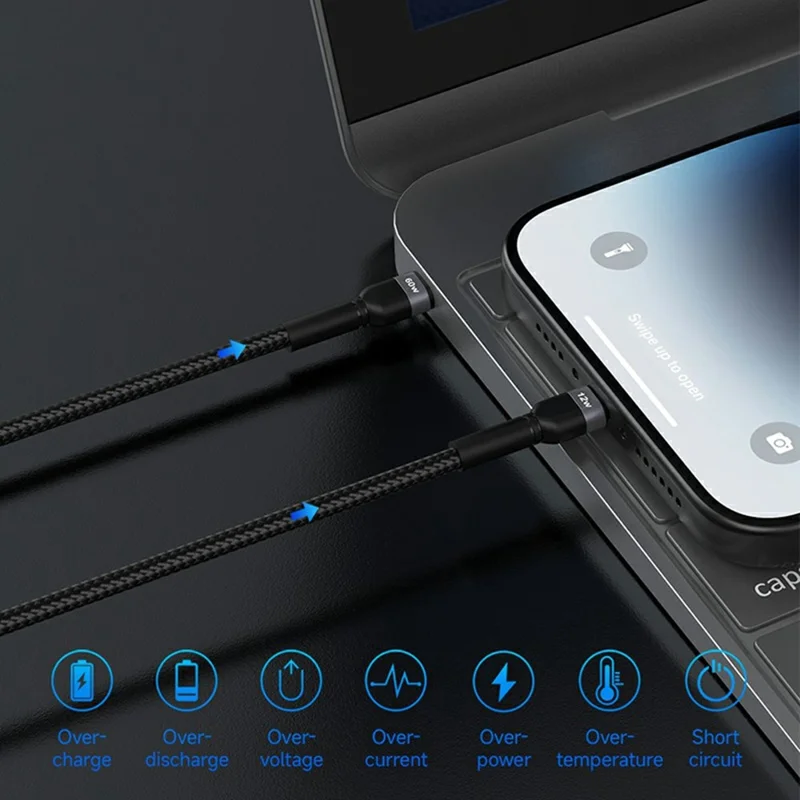 DEVIA EC648 Extreme Speed Series 1.2m Type-C to Type-C 60W + IP 12W Cable Dual Port Fast Charging Data Cord - Black