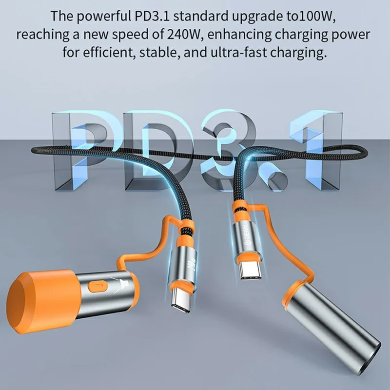 DEVIA EC660 1.5m Ultra2 Type-C to Type-C PD 240W Multi Function Data Cable with Lamp and Lighter - Black