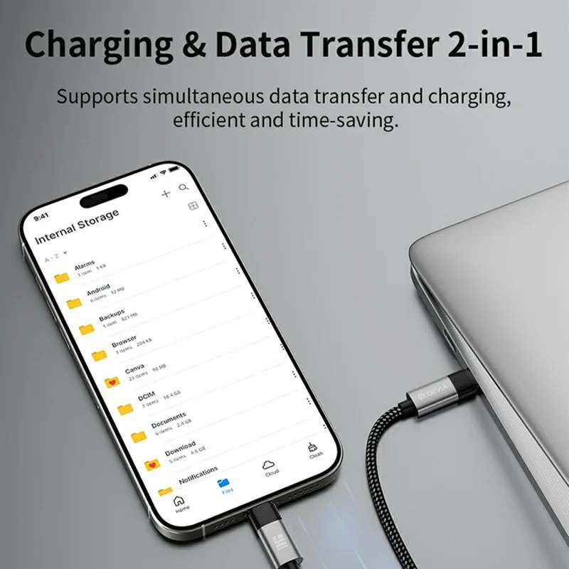 DEVIA EC317 1.5m Ultra4 Type-C to Type-C PD 100W Fast Charging Cable Massager Lanyard 3 in 1 Data Cord - Blacklti Function Portable Device For Office Travel