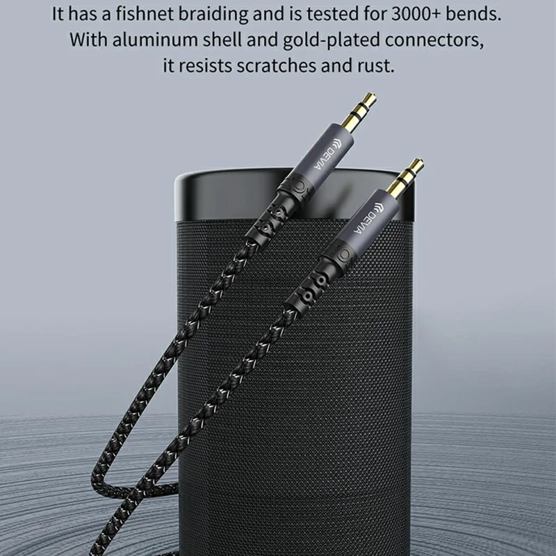 DEVIA EC618 1m Ipure Series 3.5mm Audio Cable Clear Sound Braided Nylon Audio Cable - Black