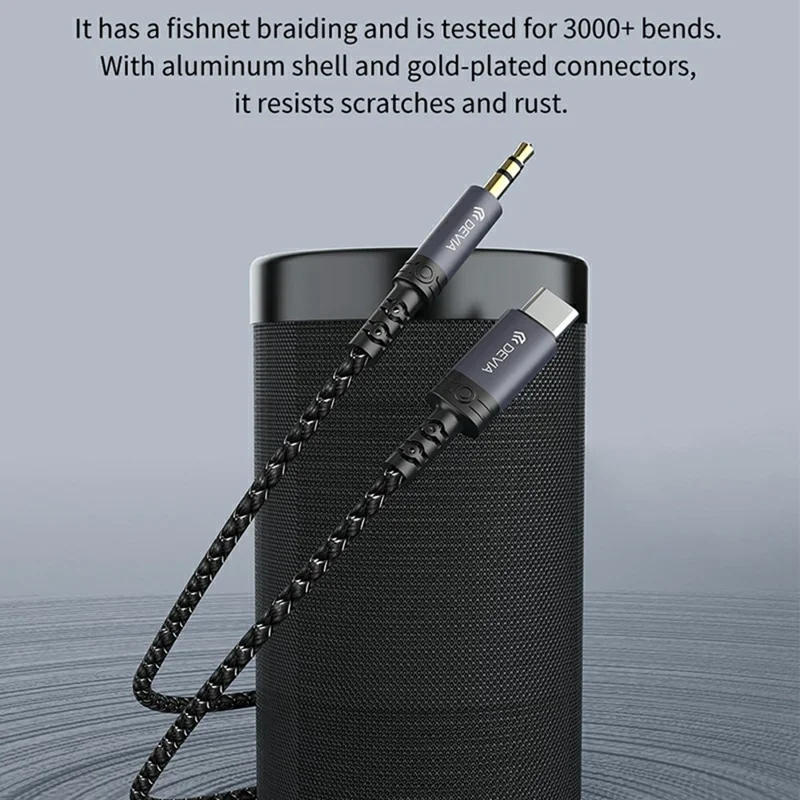 DEVIA EC620 1m Ipure Series Type-C to 3.5mm Audio Cable Braided Nylon Audio Cable - Black