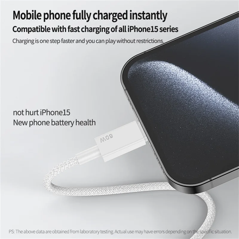 3Pcs / Set 1m+2m+3m PD 60W Type C to Type C Fast Charging Cable Braided Data Cord for iPhone 15-17  /  iPad  /  MacBook - Black