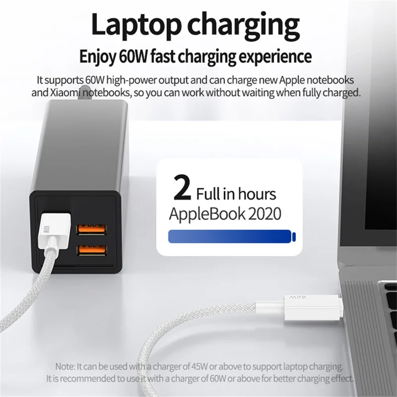 3Pcs / Set 1m+2m+3m PD 60W Type C to Type C Fast Charging Cable Braided Data Cord for iPhone 15-17  /  iPad  /  MacBook - White