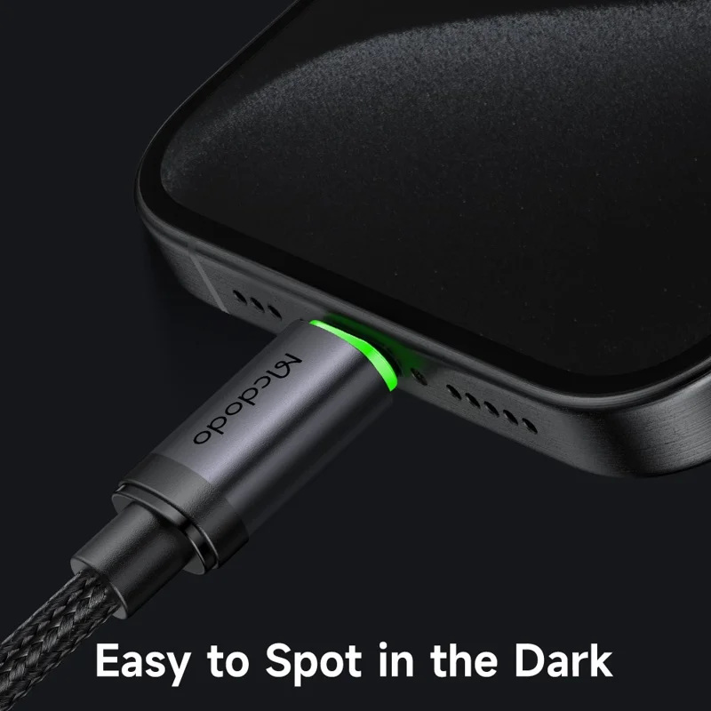 MCDODO CA-4410 1m Type-C to Type-C Cable 60W Fast Charging Data Cord with LED Light - Black