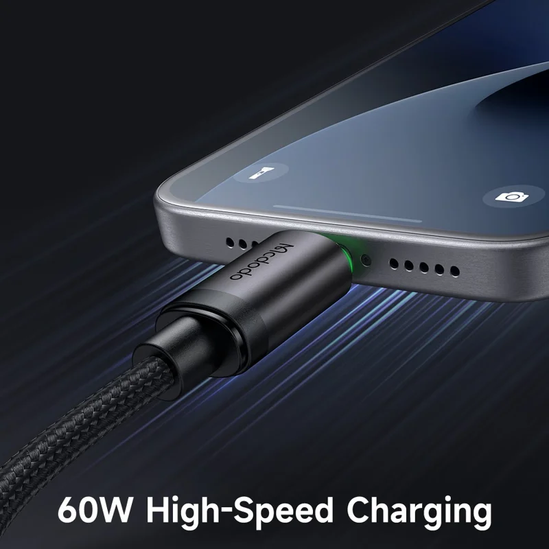 MCDODO CA-4411 3m Type-C to Type-C Cable 60W Fast Charging Data Cord with LED Light - Black