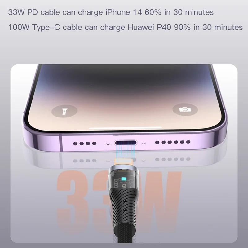 TOTU CB-8-3 150cm 3 in 1 to USB Cable 100W Charging Clear Aluminum Alloy Braided Data Cable - Black