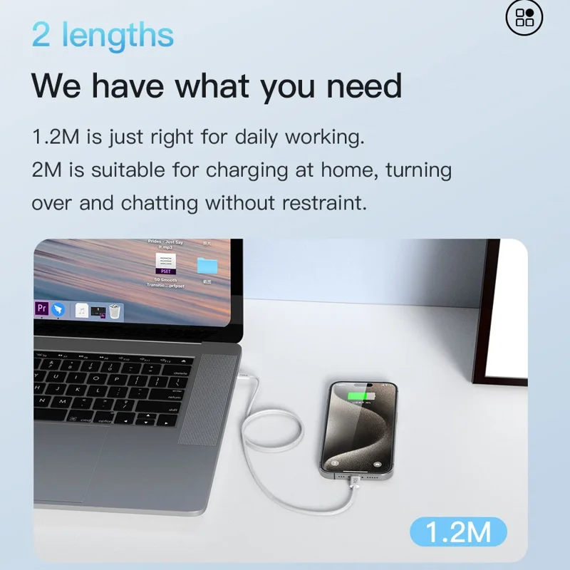 TOTU CB-10-CC 200cm USB-C to Type-C Cable 60W Fast Charging Silicone Braided Data Cable - White