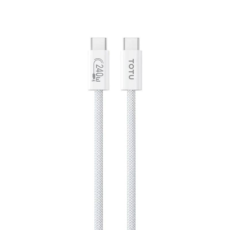 TOTU CB-10-CC-240W 120cm USB-C to Type-C Cable PD Fast Charging Silicone Braided Data Cable - White
