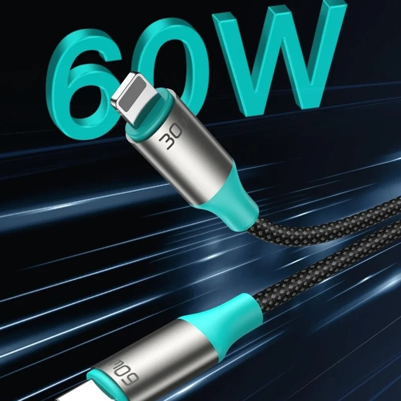 TOTU CB-21-L+T 120cm 2 in 1 USB-C to iP (5-14) + Type-C Cable 60W + 30W Fast Charging Braided Data Cable - Starlight